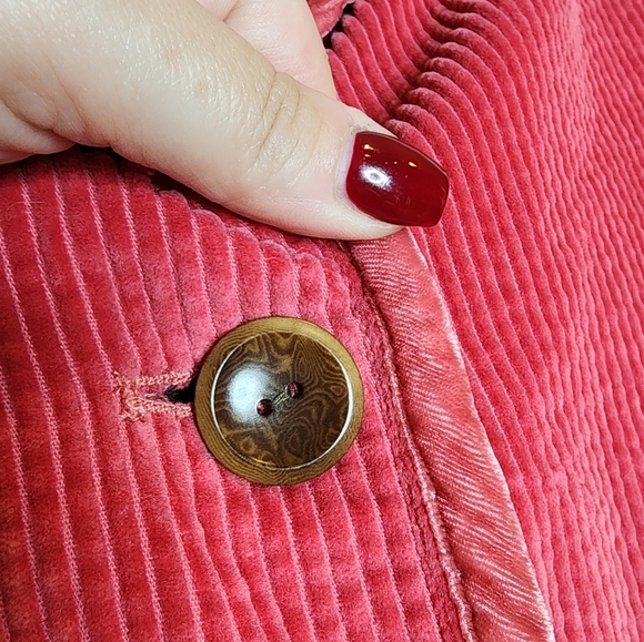 J. Jill Pink Corduroy Velvet Button Front Jacket Pockets Size 1X - Picture 13 of 16